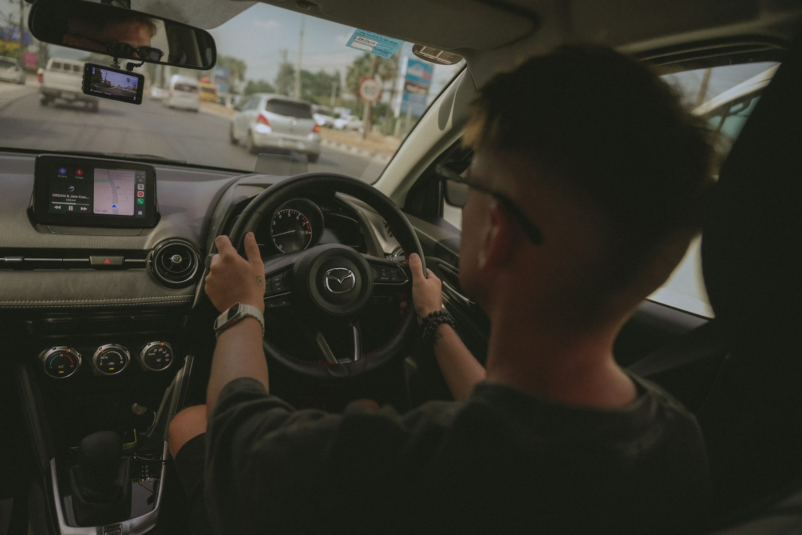 A learner driving on a Leeds road